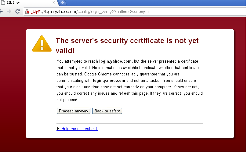  HOW TO SOLVE PROBLEM, SERVER SECURITY CERTIFICATE IS NOT YET VALID