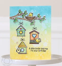 Sunny Studio Stamps: A Bird's Life Birdhouse Trio Birthday Card by Nancy Damiano