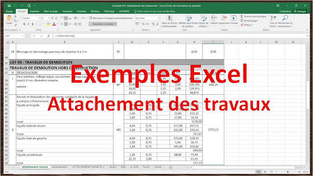 Exemple Excel Attachement des travaux