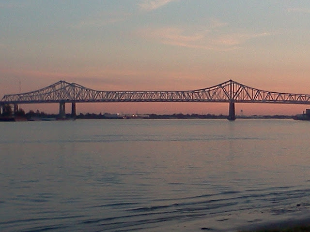 Mississippi River from New Orleans looking towards the Crescent City Connection Bridge