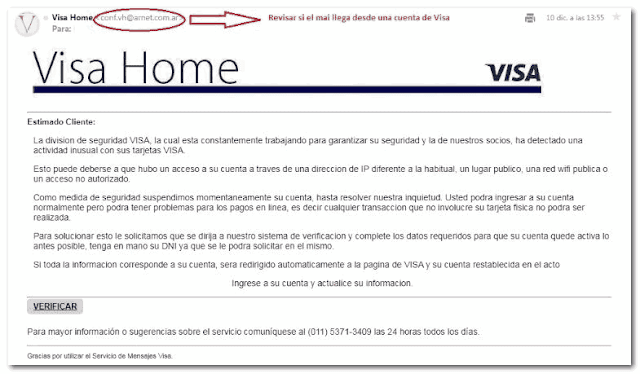 Email estafa de Visa