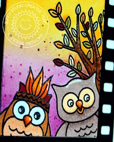 Sunny Studio Stamps: Fall Flicks Filmstrip Happy Harvest Happy Owl-O-Ween Halloween Themed Card by Vanessa Menhorn