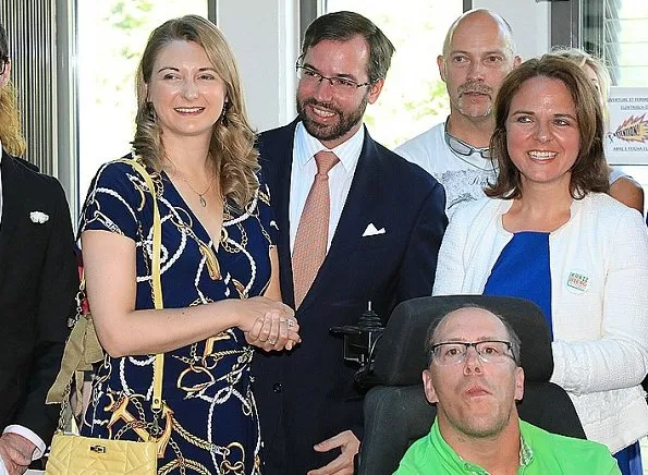 Ralph Lauren Plus Short-Sleeve Anchor-Print Dress. Hereditary Grand Duke Guillaume and Hereditary Grand Duchess Stephanie