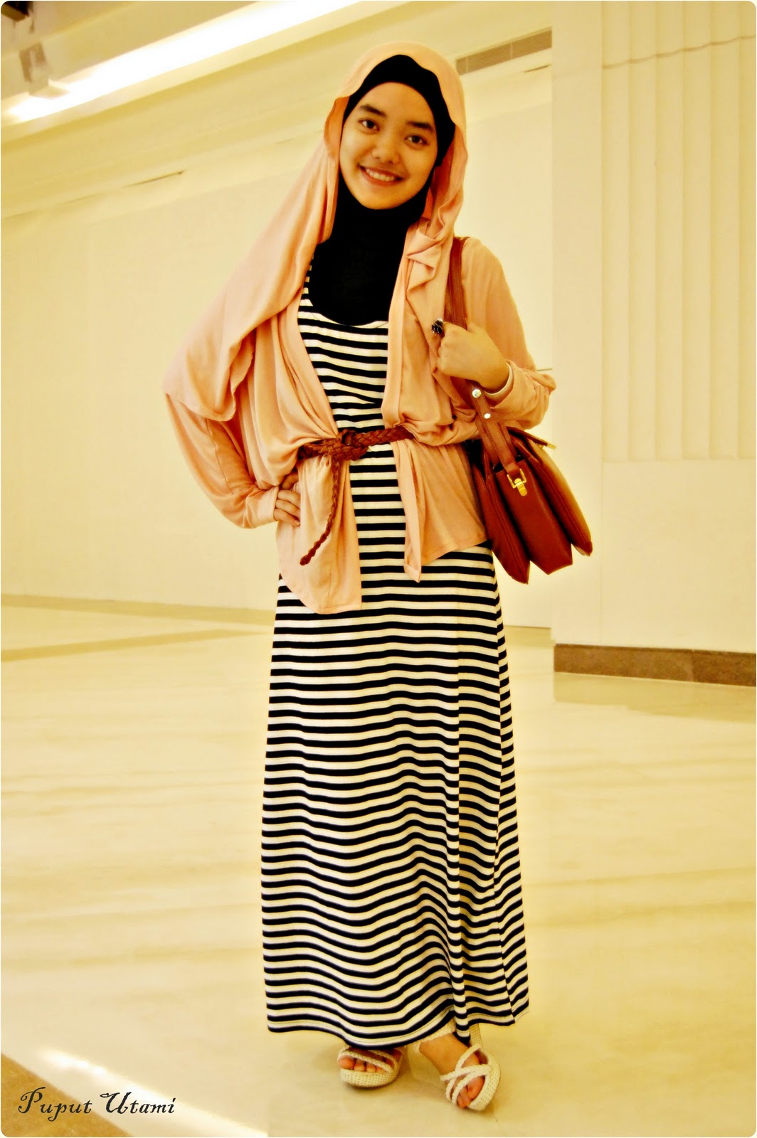  Model  Baju  Muslim Casual  Stripped Tutorial Hijab 