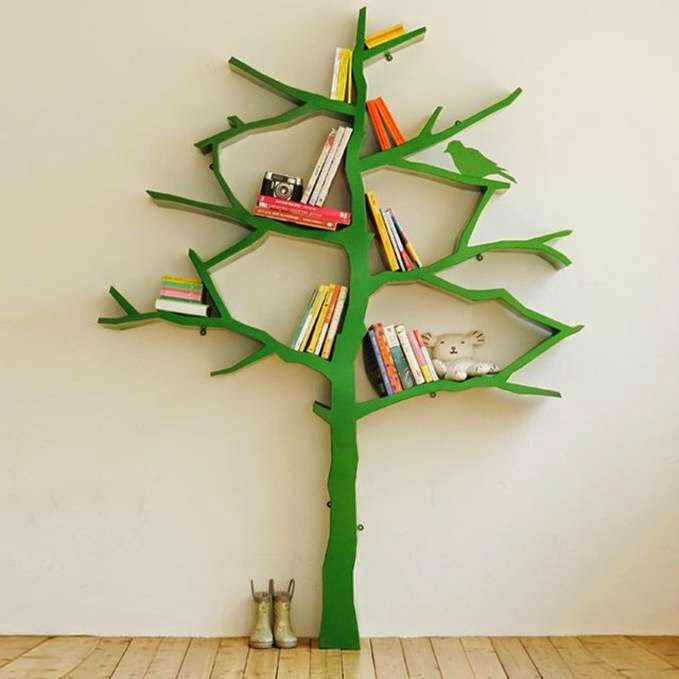 Inspirasi Contoh Rak Buku Dari Ranting Pohon