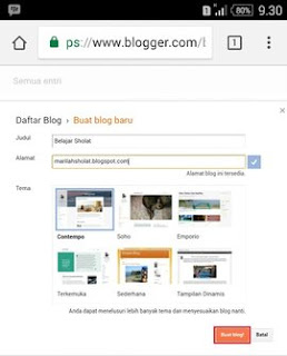 Buat Blog Baru di Blogger Lewat HP