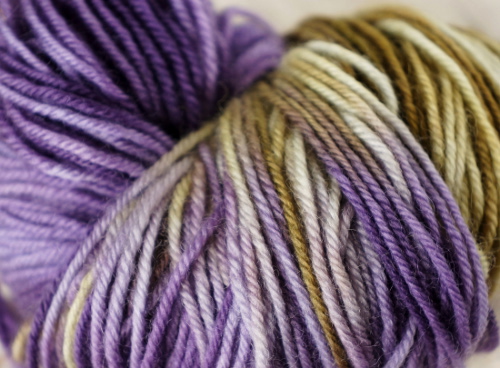 Handpainted yarn in green and purple
