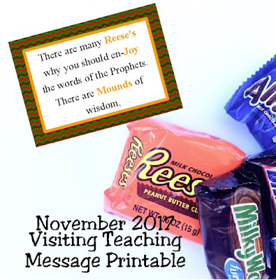 Take a sweet handout with your Visiting Teaching message  to your sisters in November. This fun and yummy printable tag will remind them why it's important to listen to the words of the prophets and read them this month.