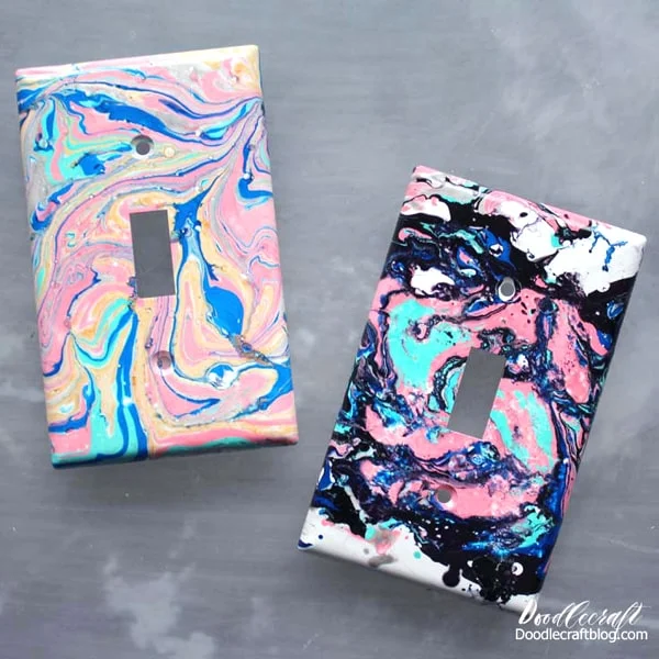 Marbled Light Switch Covers with Easy Marble DIY