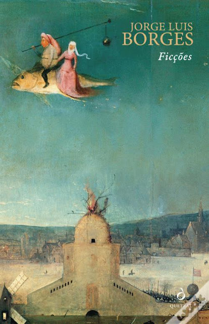 A foto de capa do livro "Ficções", de Jorge Luís Borges, publicado em Portugal pela Quetzal, apresenta uma ilustração da famosa obra de arte "Tentações de Santo Antão". A pintura, atribuída ao artista português Hieronymus Bosch, retrata um cenário surreal e imaginativo, refletindo de forma visual a natureza fantástica das histórias contidas neste livro. A obra retrata o eremita Santo Antão, rodeado de criaturas grotescas e fantasmagóricas que simbolizam suas tentações e lutas espirituais. A ilustração, com suas cores vibrantes e detalhes minuciosos, convida o leitor a adentrar no mundo de Borges, onde a realidade e a fantasia se fundem, desafiando as noções convencionais da literatura. A imagem, por sua vez, representa de maneira genuína o conteúdo complexo e imaginativo que pode ser encontrado nas páginas deste livro, proporcionando uma experiência visualmente rica que complementa a escrita intrigante de Borges.