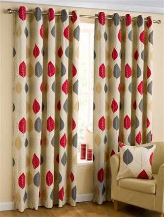 Modern Leaf Lined Eyelet Curtains