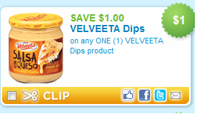 Great Coupon Save $1 on Velveetta Dips..Print now WOW !!