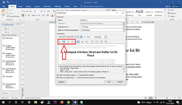 Cara Membuat Daftar Isi Otomatis Di Word 2016 #4