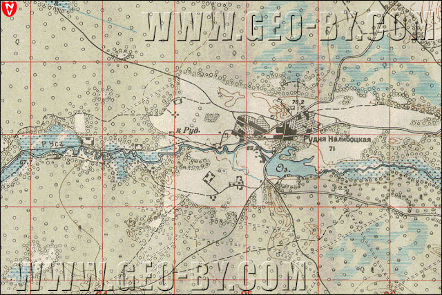 Фрагмент карты-верстовки с Рудней Налибокской