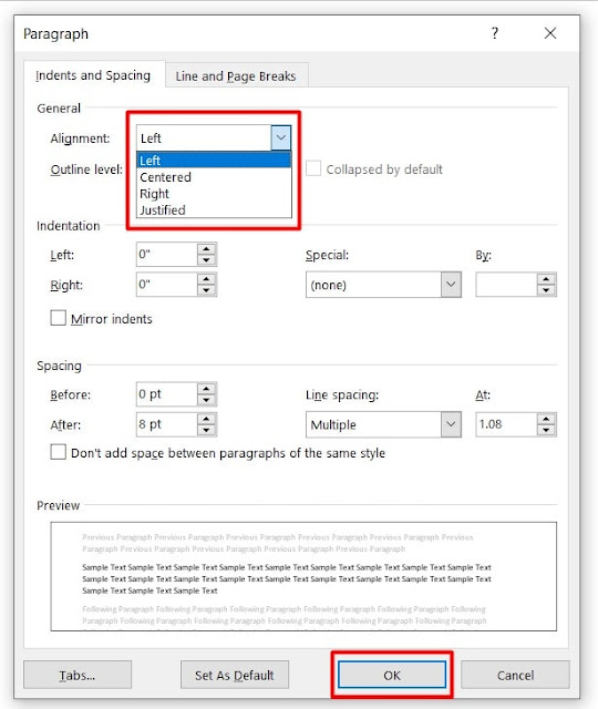 Text Alignment in MS Word-left-2