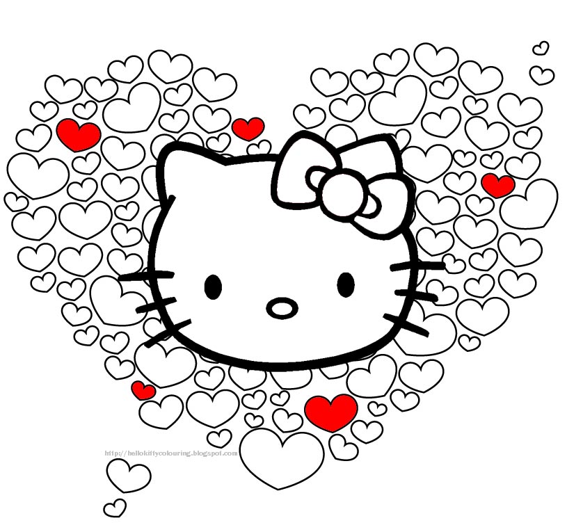 Hello Kitty Coloring Hello Kitty Valentine Hearts Print And Color