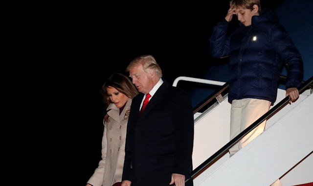 The party's over: Melania braves the cold in heels as Trump heads back to frigid DC after a weeklong Mar-a-Lago stay filled with golf, family time and a lavish New Year's Eve bash