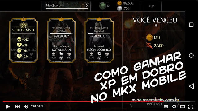 Dica para ganhar mais xp no MKX Mobile - Mineira sem Freio