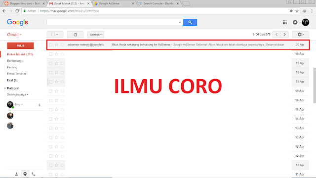 email pemberitahuan dari google adsense