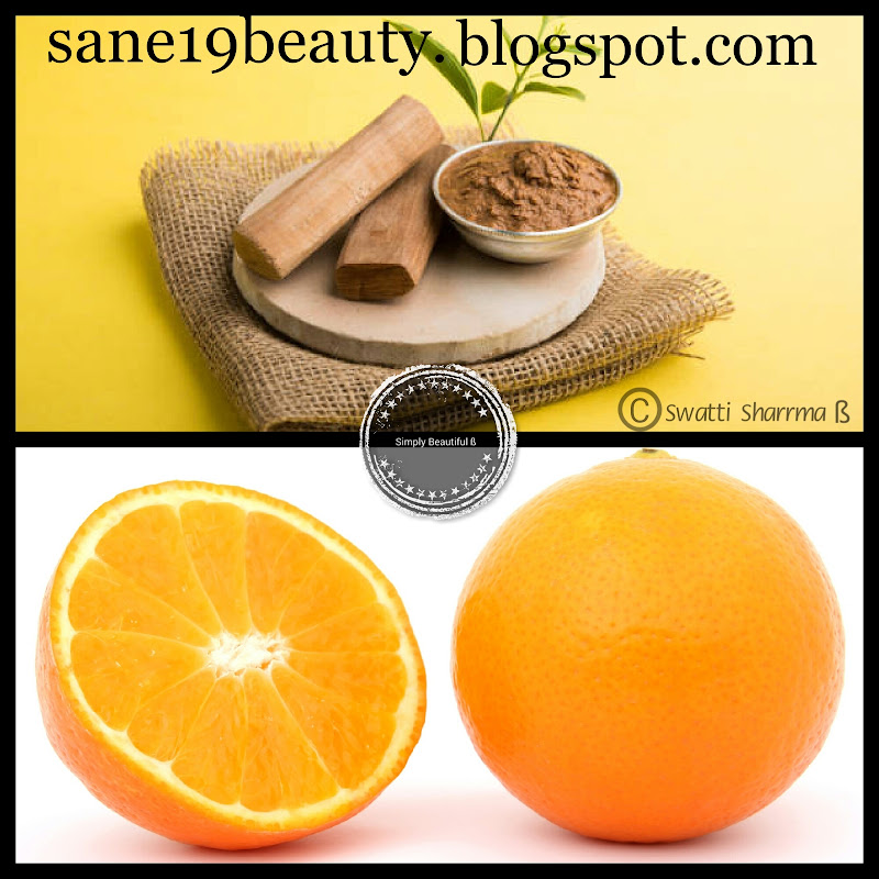 Face pack of orange with sandalwood.