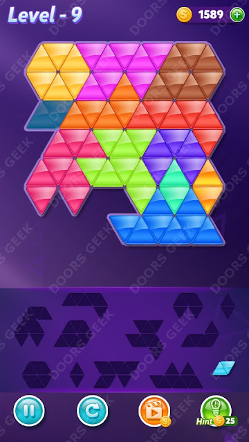 Block! Triangle Puzzle 12 Mania Level 9 Solution, Cheats, Walkthrough for Android, iPhone, iPad and iPod