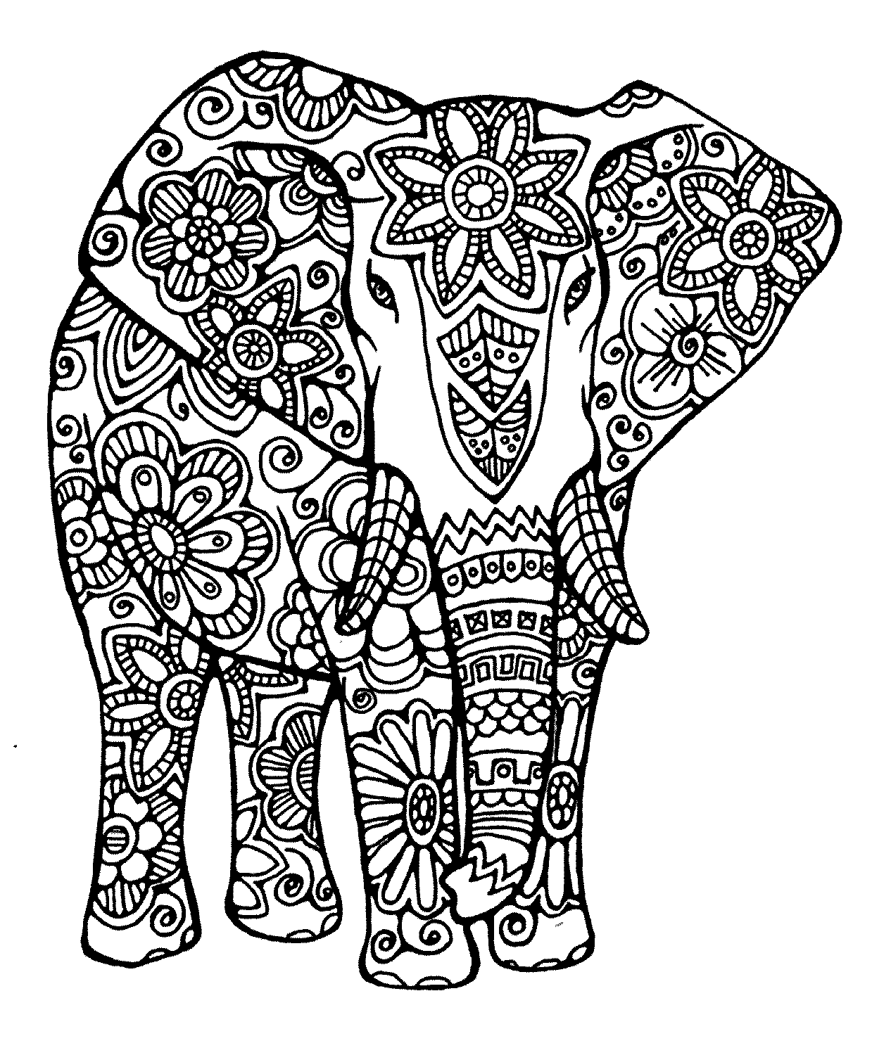  Mewarnai  Gambar  Ornament Gajah  Untuk  Dewasa Mewarnai  Gambar 