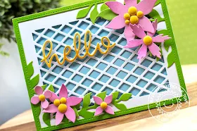 Sunny Studio Stamps: Botanical Backdrop Frilly Frames Hello Card by Eloise Blue