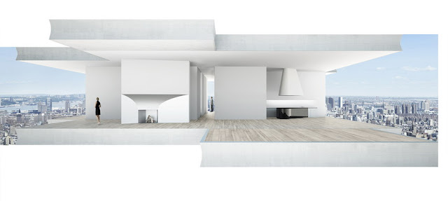 Illustration of one of the upper floors at 56 Leonard Street by Herzog & De Meuron without windows