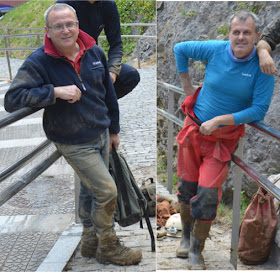 Mikel Unzueta Portilla eta Juan Carlos Lopez Quintana, ADES Espeleologia Elkarteko kideekin Armintxe kobazuloan eginiko lehen ikustaldietan.