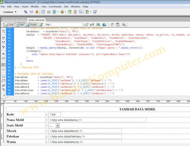 Source Code Sistem Informasi Manajemen Rental Mobil Versi 1.0 Berbasis Web dengan PHP-MySQL Tinggal pakai Ajah 