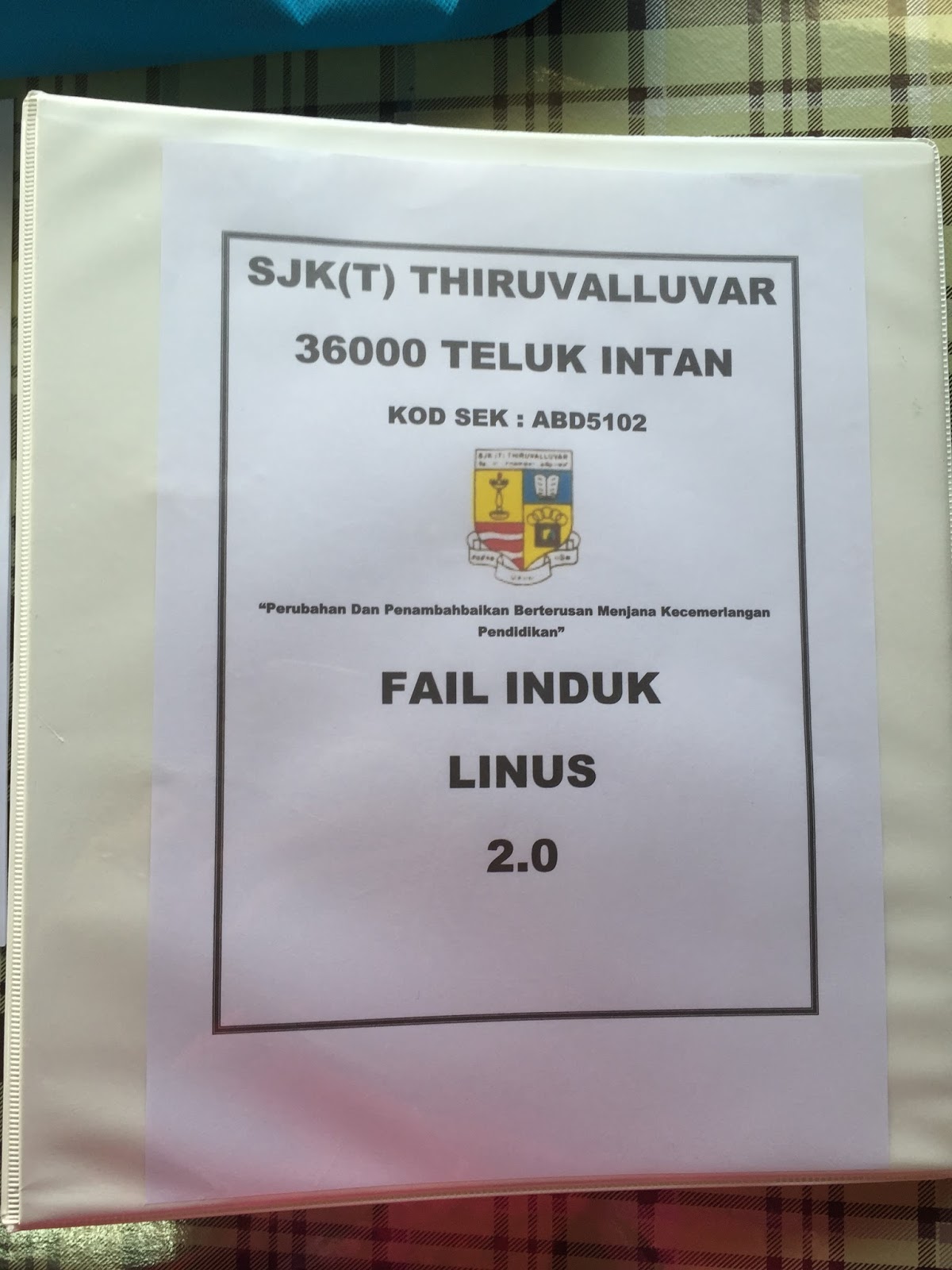 UNIT LINUS 2.0 PPD HILIR PERAK: CONTOH MUKA DEPAN FAIL 