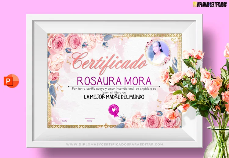 Plantilla en PowerPoint de Certificado para una madre