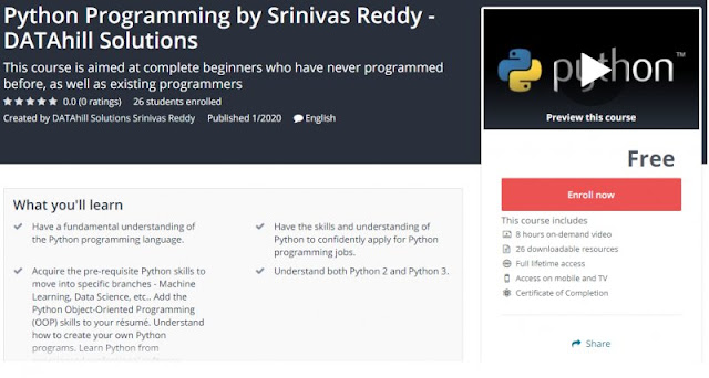 [100% Free] Python Programming by Srinivas Reddy - DATAhill Solutions