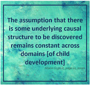 The assumption that there is some underlying causal structure to be discovered remains constant across domains (of child development] Alison Gopnick, page 12 2000