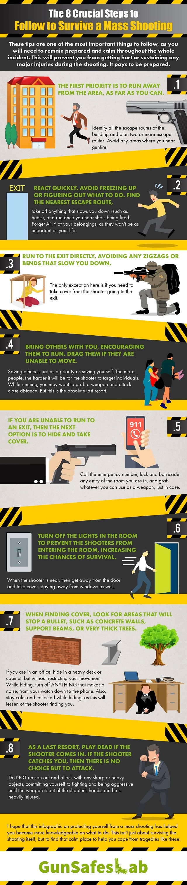 8 Crucial Steps To Survive Mass Shooting (Infographics)