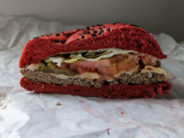 Burger King Spider-Verse Whopper cross section.