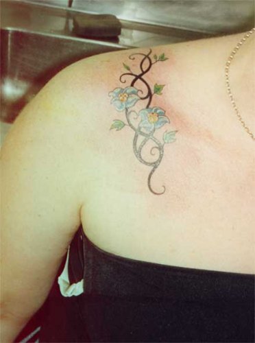 flower tattoos on shoulder. Shoulder tribal flower tattoos