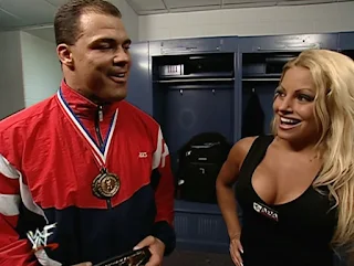 WWE / WWF Survivor Series 2000 - Trish Stratus flirts with Kurt Angle