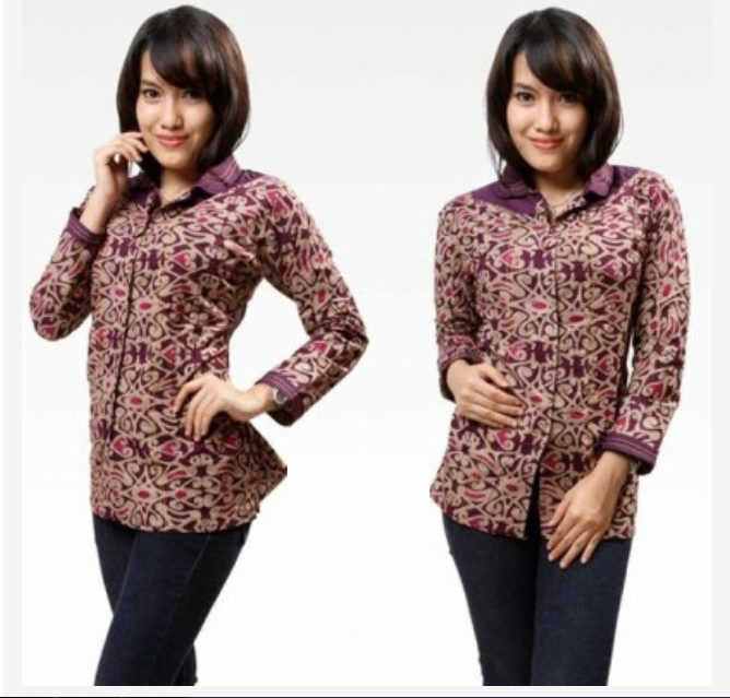 Model Baju  Batik  Wanita Lengan  Panjang  Untuk Kerja