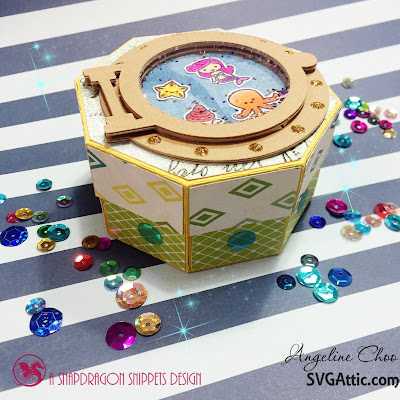 SVG Attic: Shaker Clam Shell Box with Angeline #svgattic #scrappyscrappy #underthesea #clamshellbox #shakercard #papercraft #svg #diecut #cutfile
