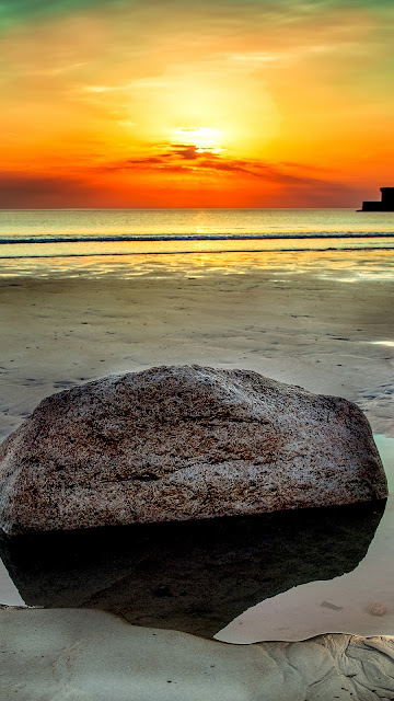  Wallpaper Nature, Beach, Stone, Rock, Clouds, Sunset, Hd, Dusk, Dawn, 4k 