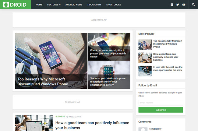 Droid - Responsive Blogger Template