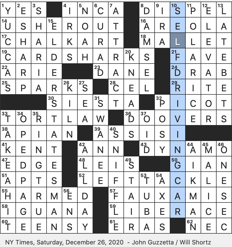 Rex Parker Does The Nyt Crossword Puzzle Creators Of Quipus Sat 12 26 20 Italian Sculptor Lorenzo Bernini Keogh Alternative No Nos At Racetrack