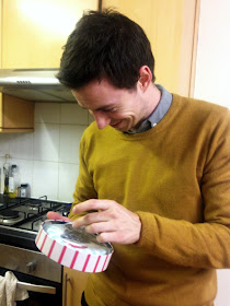 Martin opening his Star Wars cake