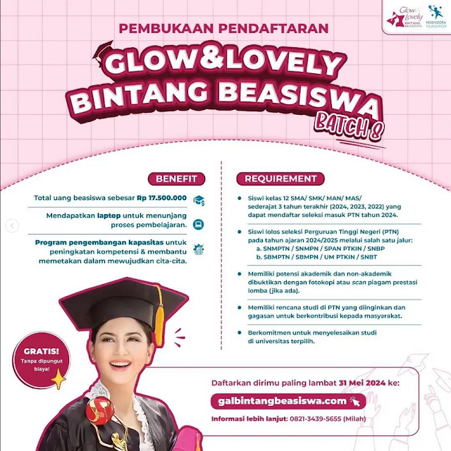 Pendaftaran Glow & Lovely Bintang Beasiswa Sudah Dibuka