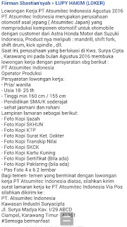 Lowongan kerja Operator Produksi