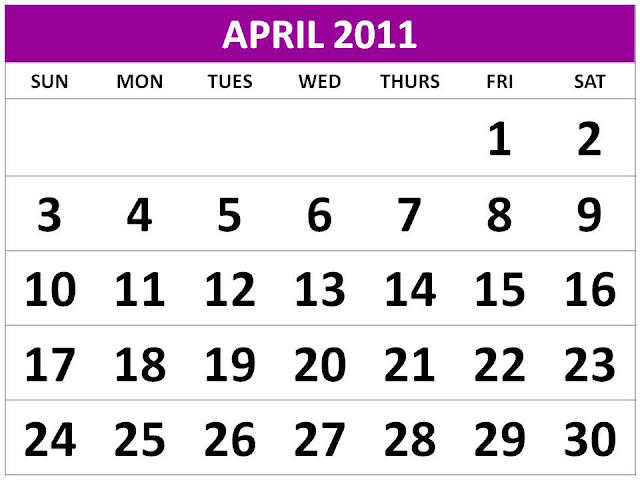 2011 calendar with holidays printable. printable april 2011 calendar