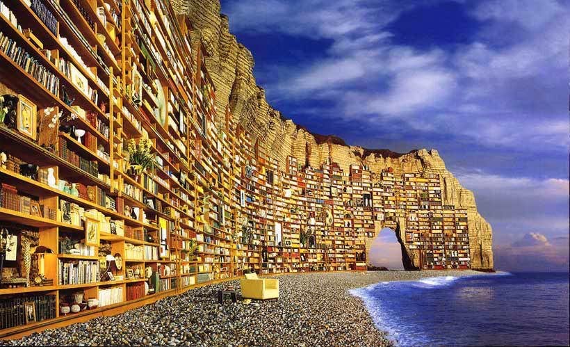 Bookwall by the sea