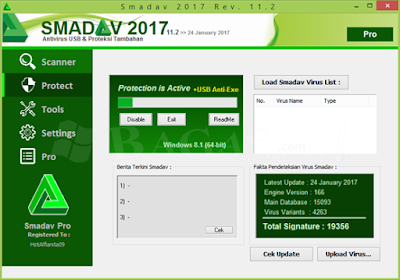 D kali ini admin akan membagikan sebuah software antivirus untuk PC New Update Smadav 2017 Rev. 11.2 Full Version + KeygenFull Version Free