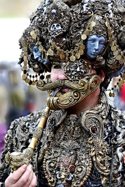 steampunk rocopunk turban man wth indian embellished coat, beard, pipe, eyepatch costume